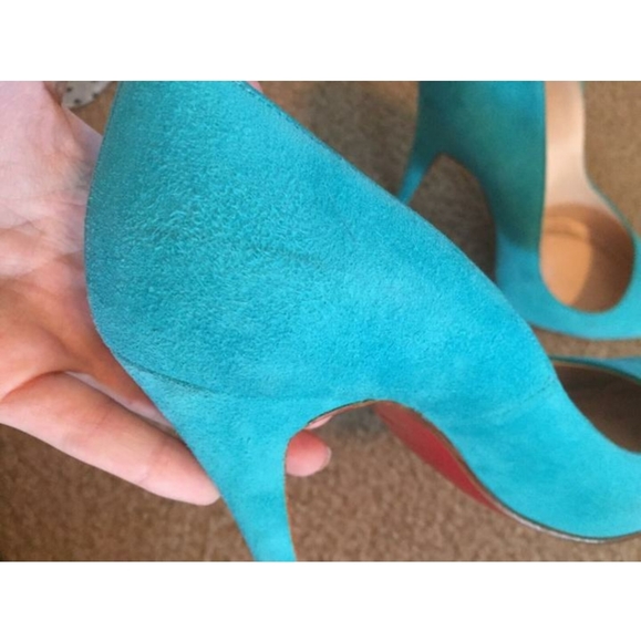 Turquoise Christian Louboutin Suede Heels - Picture 6 of 12